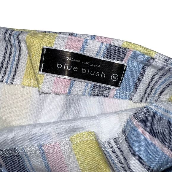 Blue Blush Pants Women Medium Boho Cotton Cottagecore Wide Leg High Rise Trouser - Picture 6 of 10